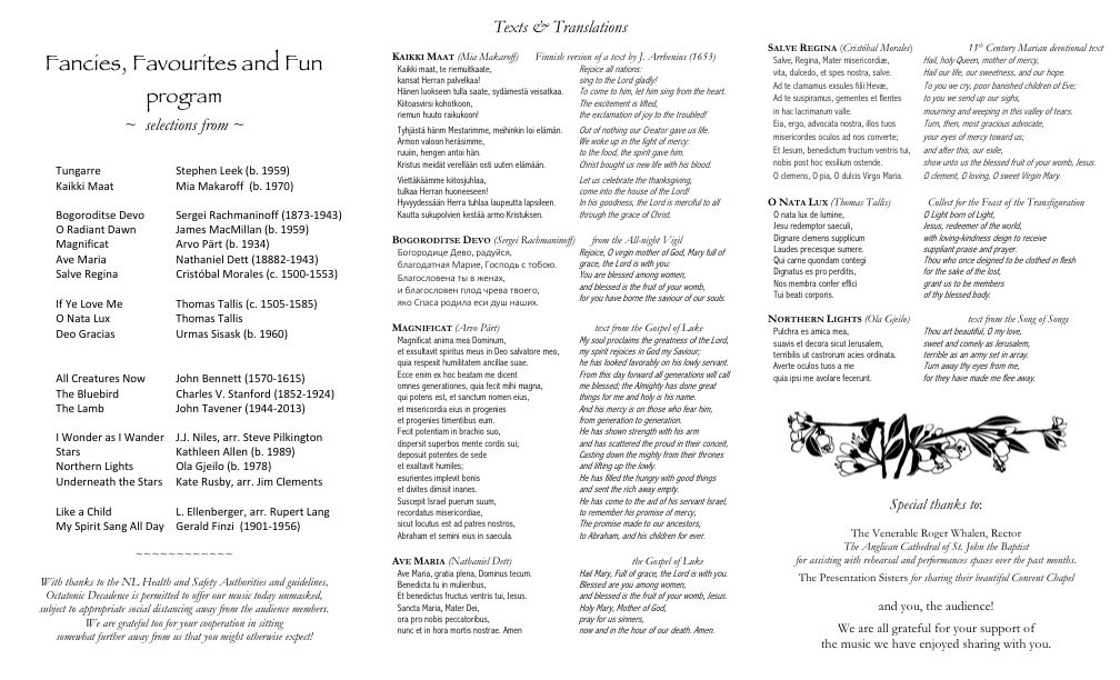 Fancies, Favourites and Fun program